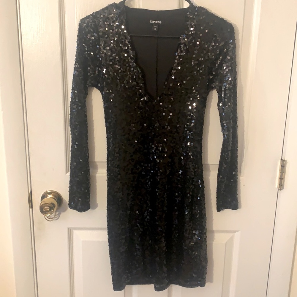 Express XS black sequin dress